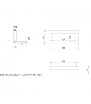 Біокамін Kratki DELTA 2 SLIM чорний зі склом
