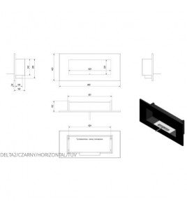 Біокамін Kratki DELTA 2 чорний HORIZONTAL з сертифікатом TUV