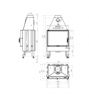 Камінна топка M-FIRE 70 пряма (15kW)
