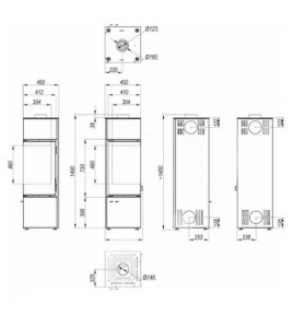 Піч-камін Defro Home QUADROOM LONG Чорний