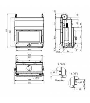 Камінна топка Gavryliv&Sons 95x52 тунельна гільйотина Камінна топка Gavryliv&Sons 95x52 тунельна гільйотина