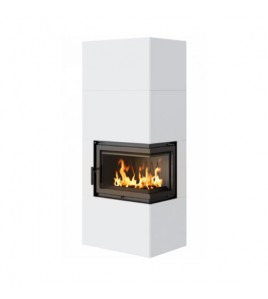 Камінна топка Kratki SIMPLE 12 BS права в обудові BOX стальний - білий