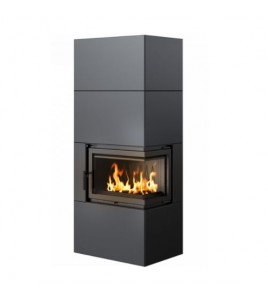 Камінна топка Kratki SIMPLE 12 BS права в обудові BOX стальний - чорний