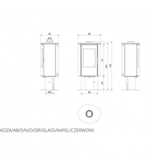 Піч-камін Kratki KOZA AB S/N/O/DR кахель червона